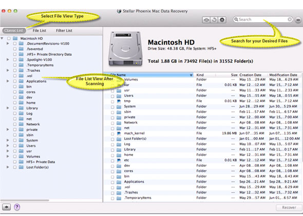 Mac Data Recovery Screenshot