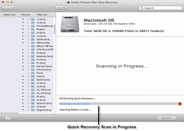 Mac Data Recovery Screenshot