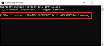 Use this command sfc /scannow /offbootdir=C:\ /offwindir=C:\Windows