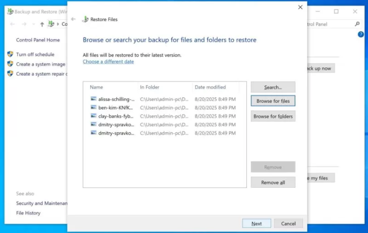 click browse for files