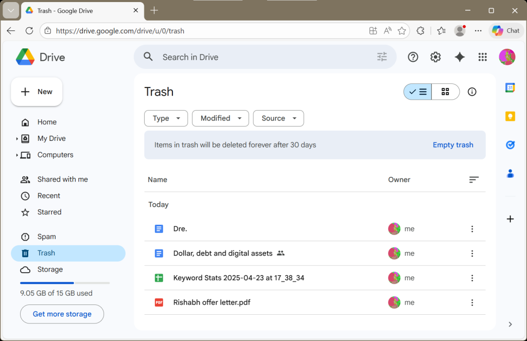 open trash