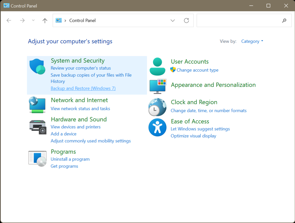go to backup & restore
