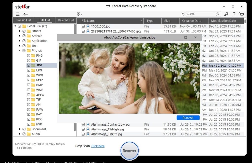 Preview and select files