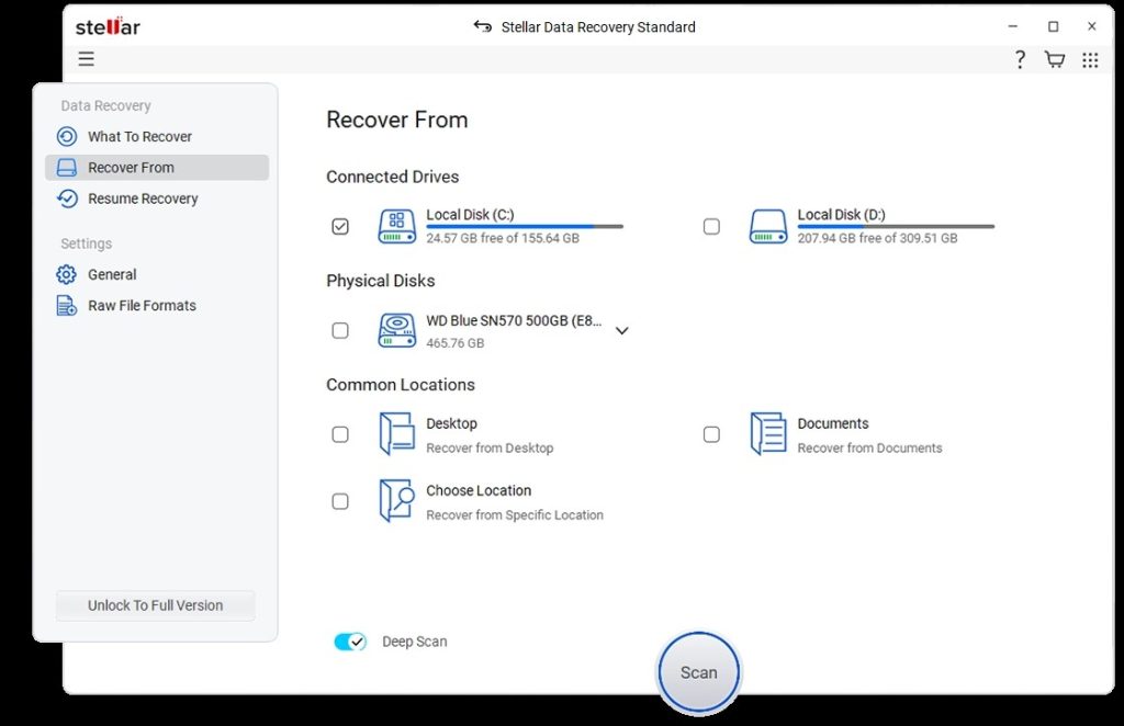 Select the drive to scan