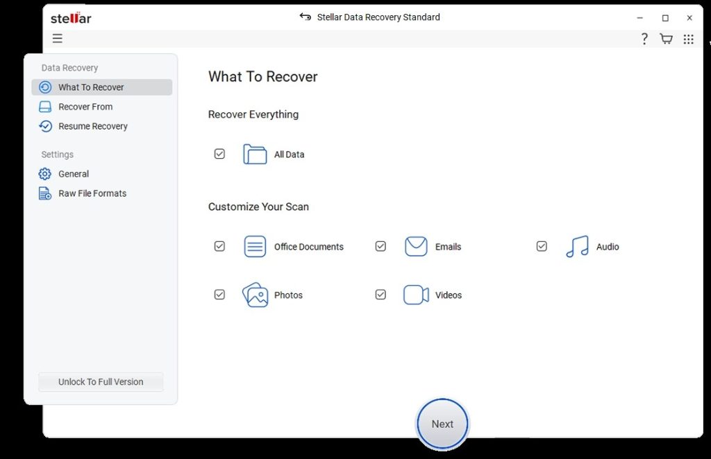 Choose what to recover