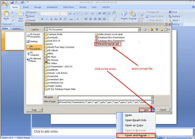 PowerPoint 2007 repair