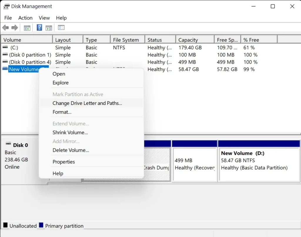 click change drive letter and paths