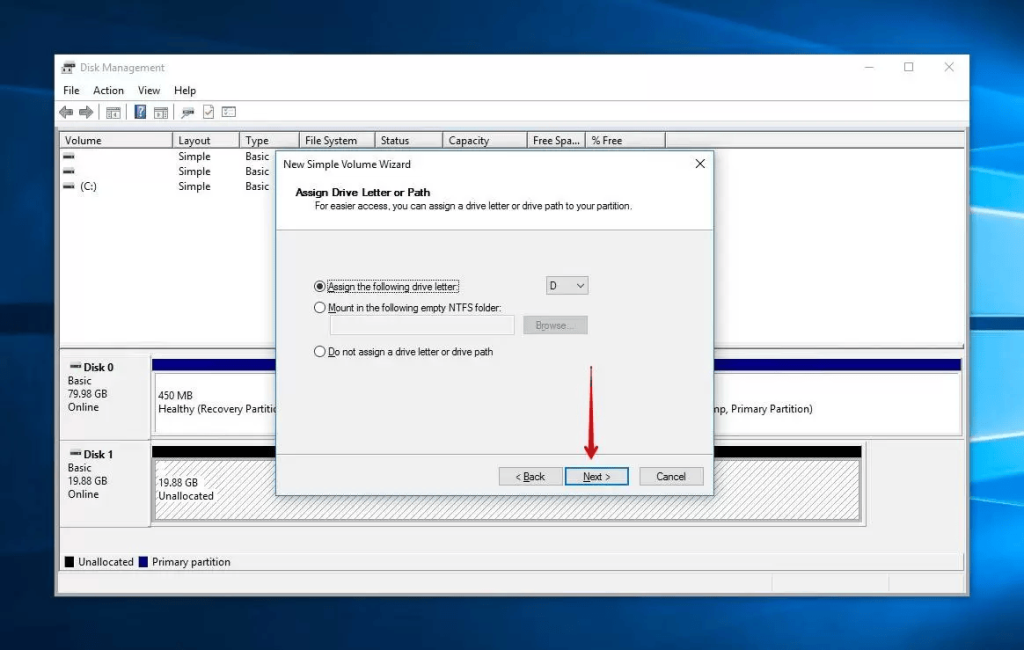 Assign a drive letter