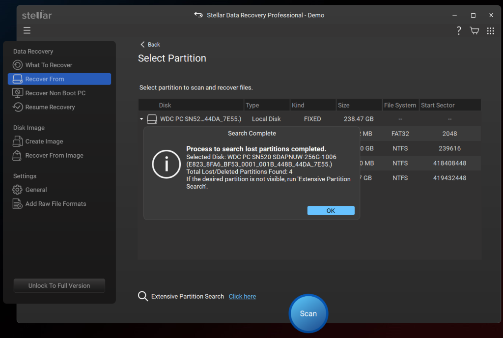 Select partition