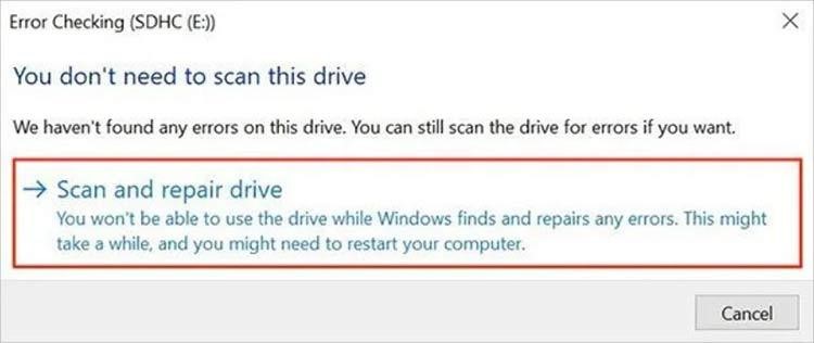 scan and repair drive