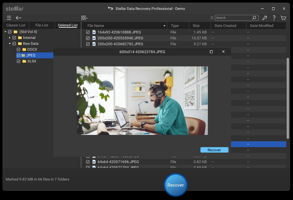 preview the recovered files