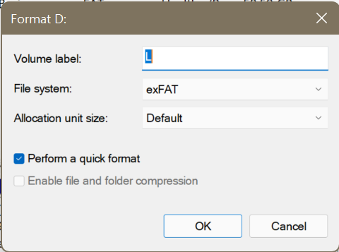 perform a quick format