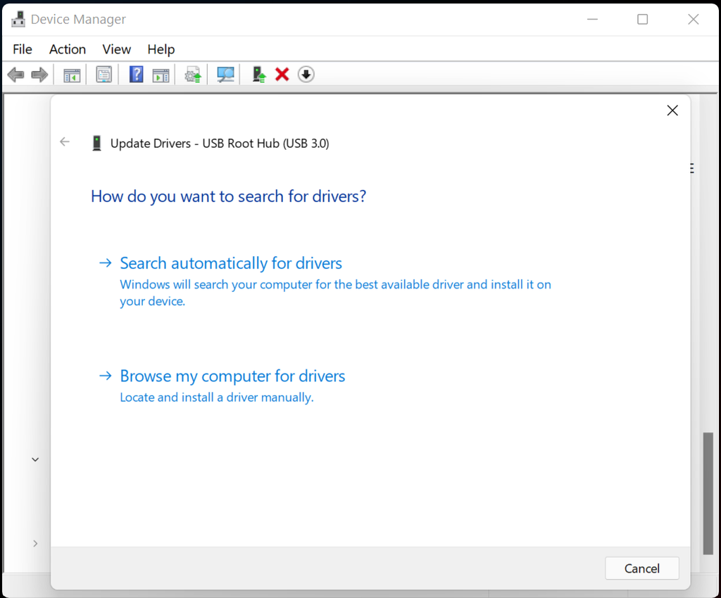 click search automatically for drivers