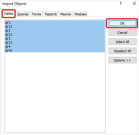Select all database objects