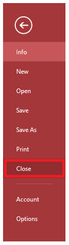 click on File > Close