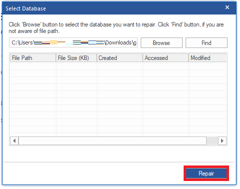 Click &lsquo;Repair&rsquo; to start the repair process