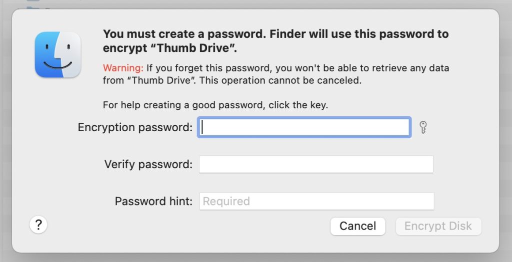 Encryption with Disk Utility