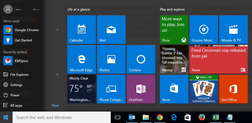 windows 10 start menu