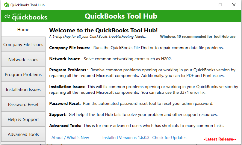 select Company File Issues in QuickBooks Tool Hub