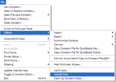 Perform data file copying, enable temporary hosting if necessary, log in as administrator, and initiate a data rebuild process by clicking File > Utilities > Rebuild Data.