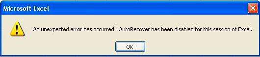 Encounter the Excel AutoRecover warning "An unexpected error has occurred; Autorecover has been disabled for this session," indicating a potential issue that needs attention.