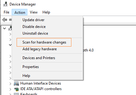 Scan for Hardware Changes