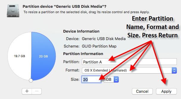 Partition A 20 GB