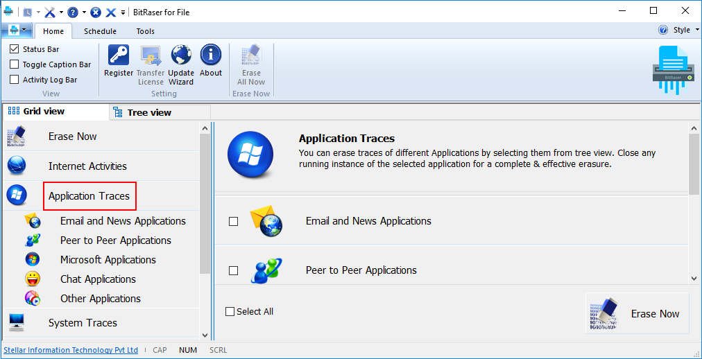 Erases Application Traces