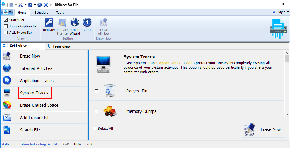 Erases System Traces