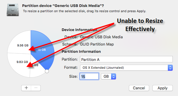 Unable to resize Mac partition