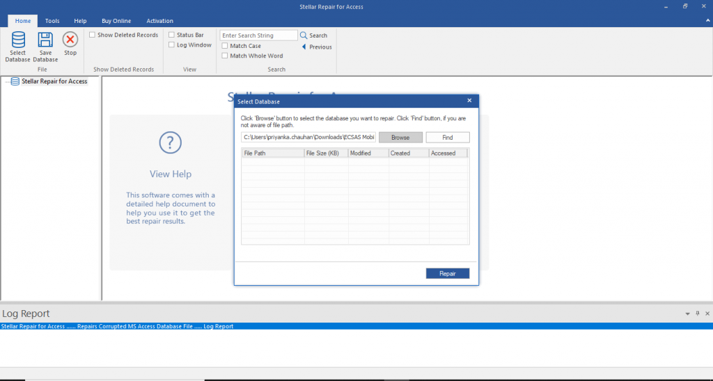 Click Repair option in Stellar Repair for Access