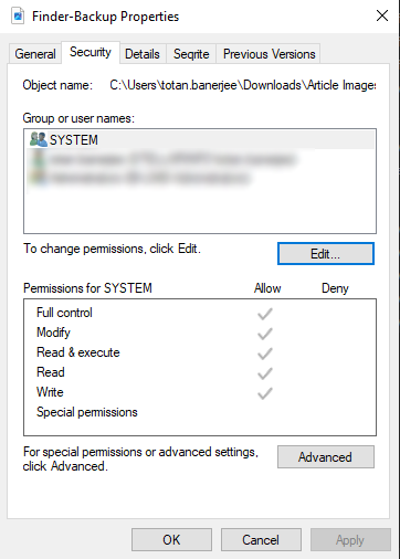 image properties tab in Windows PC