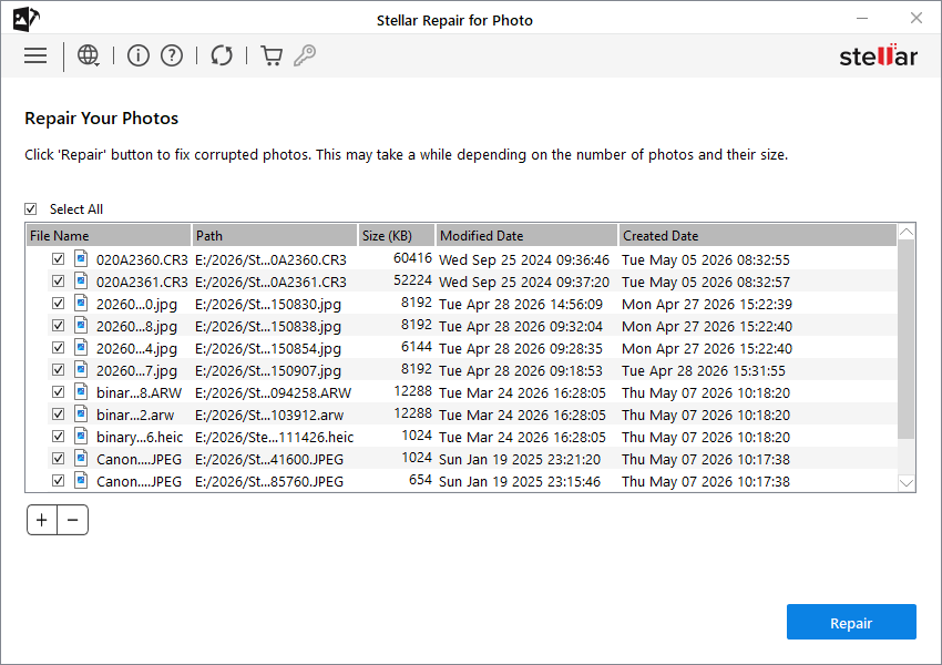 Stellar Repair for Photo - Repairing Corrupt Photos