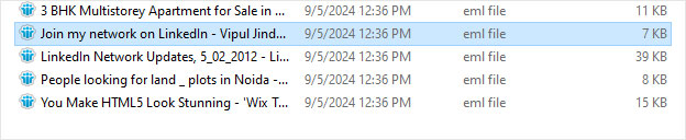 save the emails in .eml format in the selected folder