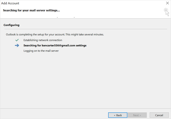 Auto Account Setup window
