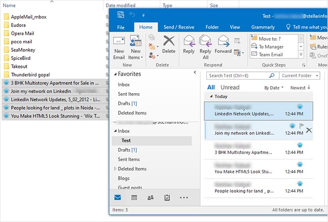 Check MBOX emails in Outlook