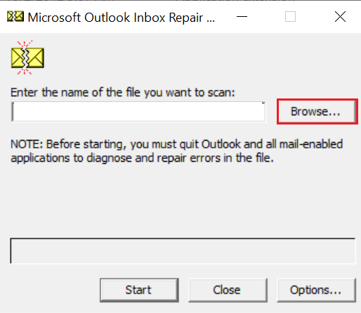 Microsoft Inbox Repair Tool: Browse PST File