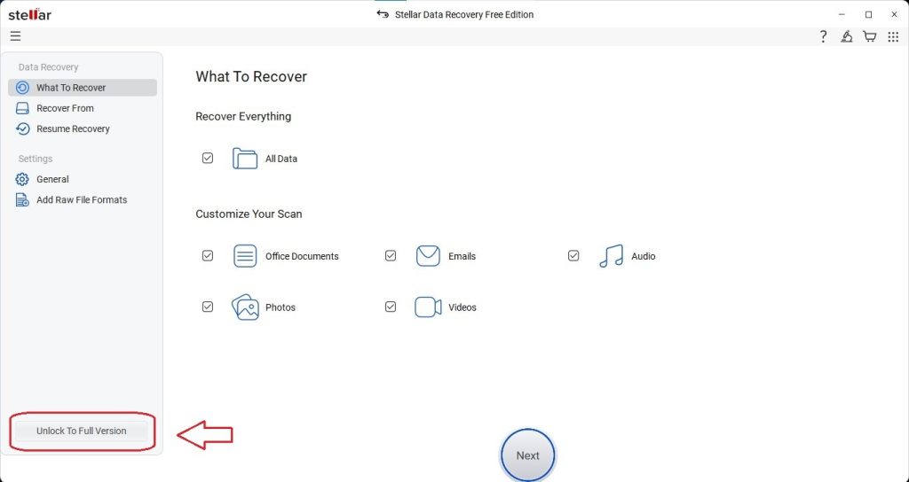 click the Unlock To Full Version button