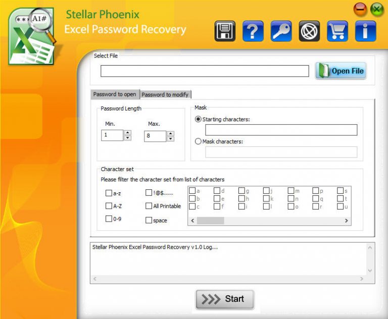 Screenshot of Stellar Phoenix Excel Password Recovery: Unlock XLS