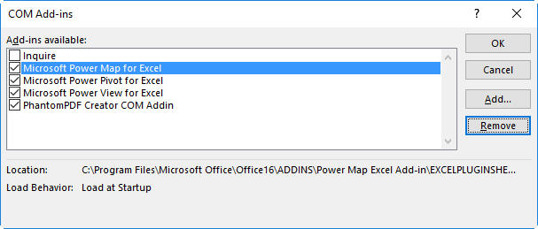 Disable COM Add-Ins