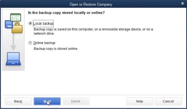 Choose Local backup