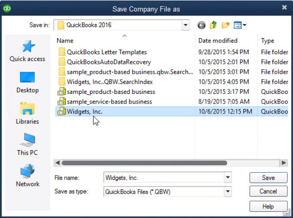 Save company File