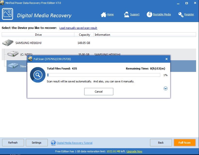 Minitool Scanning Process