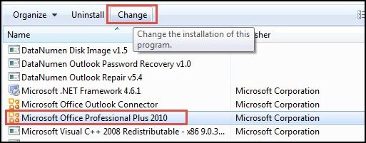 Uninstall or change a program