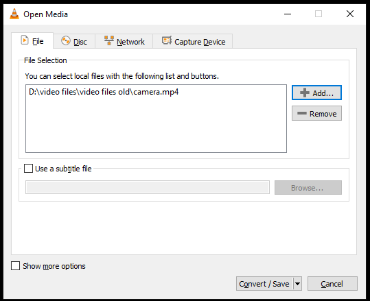 Open Media window in VLC