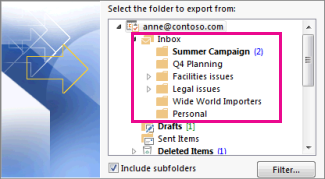 Select Email Folders