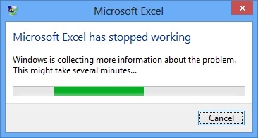 Excel has stopped working