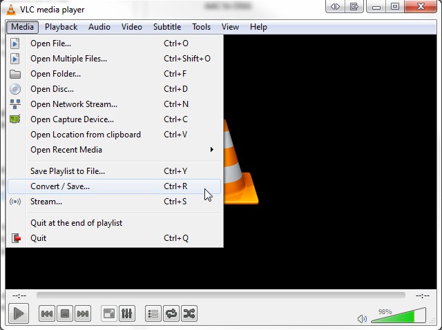 Convert Video File Media option in VLC Player
