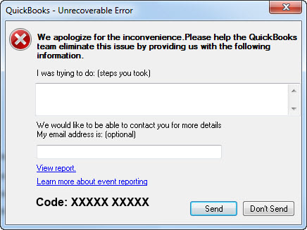 QuickBooks unrecoverable error Message