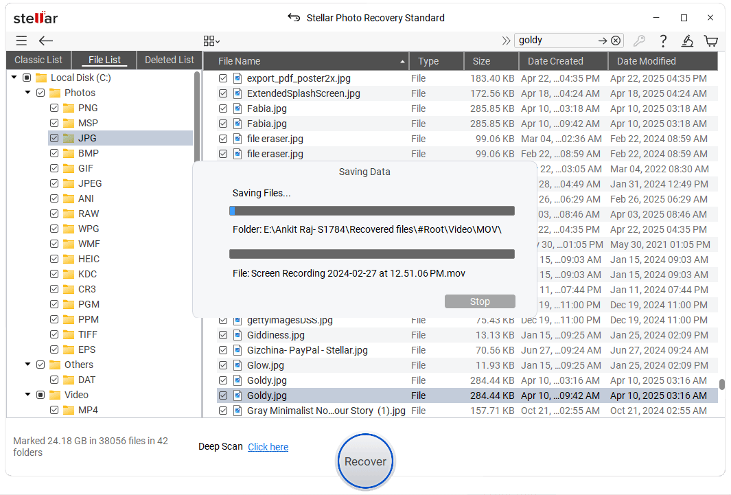 save the recovered files